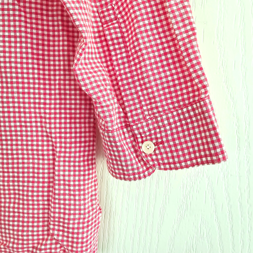JAEGER Ladies linen cotton Gingham shirt blouse size 12 Red Preppy smart shaped - Picture 6 of 7