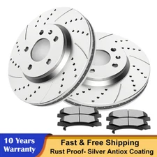 Front Drilled Brake Rotors Discs Ceramic Pads Fit Buick Lucerne V6 Brakes Kits