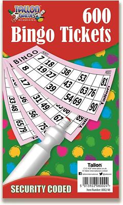600 x Jumbo Bingo Tickets Buch Pad 100 Blatt Raffle Sicherheit codiert