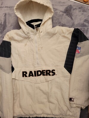 Vintage Oakland Raiders Starter Jacket Hooded Men Large White