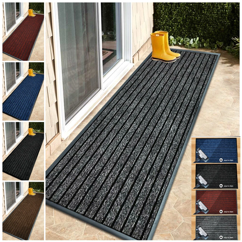 2 PCS Non Slip Door Mats Indoor Outdoor Rug Entryway Rubber Back