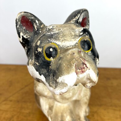 Vtg Plaster Chalkware Boston Terrier French Bulldog Dog