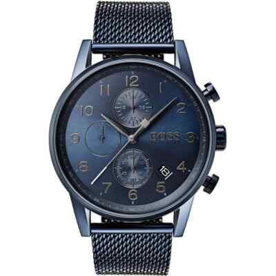 HUGO BOSS HERREN NAVIGATOR CHRONO UHR HB1513538 BLAU GARANTIE