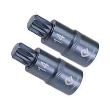 2pcs Triple Square Spline Bit Socket M14 Bit 1/2" Drive 2" Star S2 Steel Cr-V