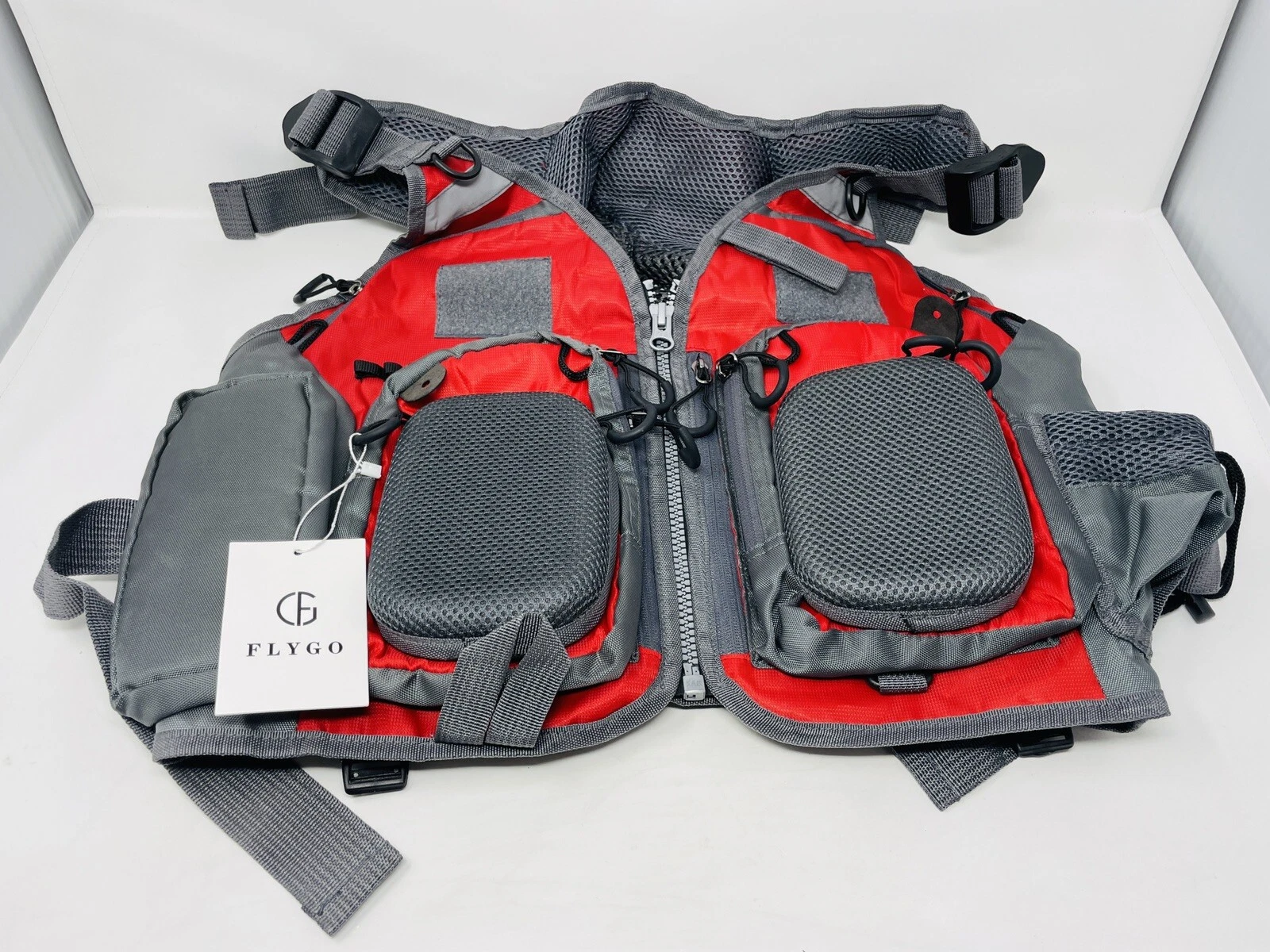 Flygo Fly Fishing Vest Men Women Adjustable Size Breathable Mutil-Pocket Vest