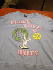 Looney Tunes Bugs Bunny Puff Paint Crewneck Sweatshirt Peace Love Unity Adult 2x