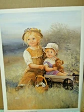 Den-436 Dianne DENGEL print from original "WAGON RIDE" 14" X 11"