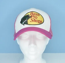 🔵 Bass Pro Shops Gone Fishing Women’s Pink White SnapBack Trucker Mesh Hat