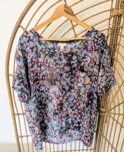 WITCHERY 100% Silk top size 12 multicolured relaxed fit ~ Like New - 第 1/8 張圖片