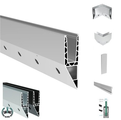 Ganzglasgeländer Aluminium Y-Eco-Profil 2,0kN PRO Glasneigung FLEX Glas Geländer