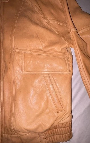 Vtg 90s Georgetown Leather Design Bomber Jacket Mens Large Tan Brown YKK Heavy image 9