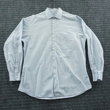 Ermenegildo Zegna Button Down Shirt Mens 16.5 Blue Brown Check Long Sleeve