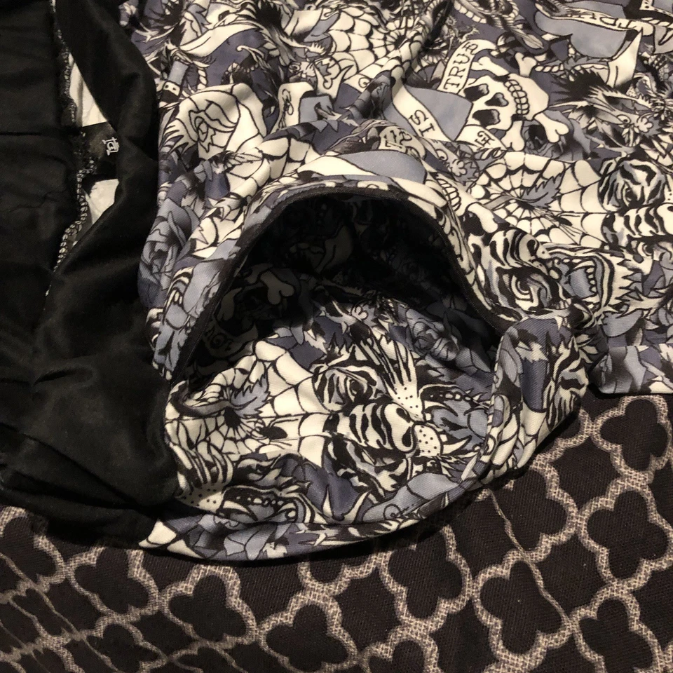 Pantalones de pijama Ed Hardy Jogger Lounge tatuaje estampado de calavera azul para mujer talla XL T6 Foto 4 de 4