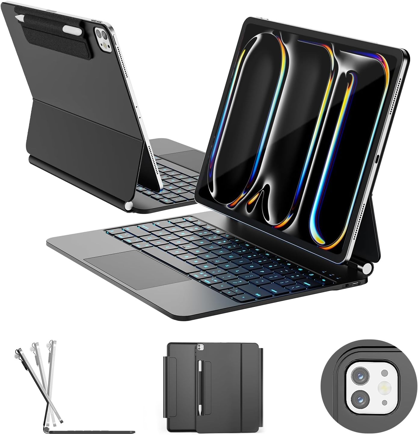 iPad Pro 13 Inch Keyboard Case Backlit Trackpad Magnetic Stand Pencil Holder-image