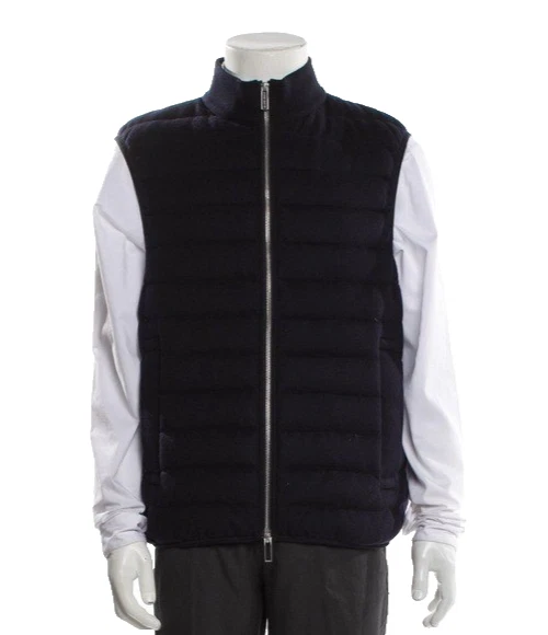 Emporio Armani Men’s Navy Blue Suede Puffer Vest Jacket — Size 52 Large L - Image 2 of 4