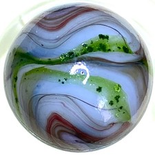 DAS/JABO AMAZING OXBLOOD / AVENTURINE SWIRLED SHOOTER .70" BOX03/269