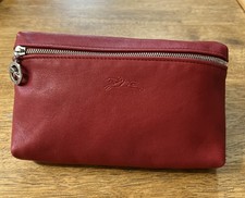 Longchamp Cosmetic Case Bag Pouch Chery Red Leather Gold Tone Hardware