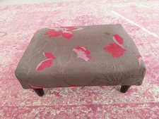 Floral Wooden Footstool Padded Tapestry Traditional Country