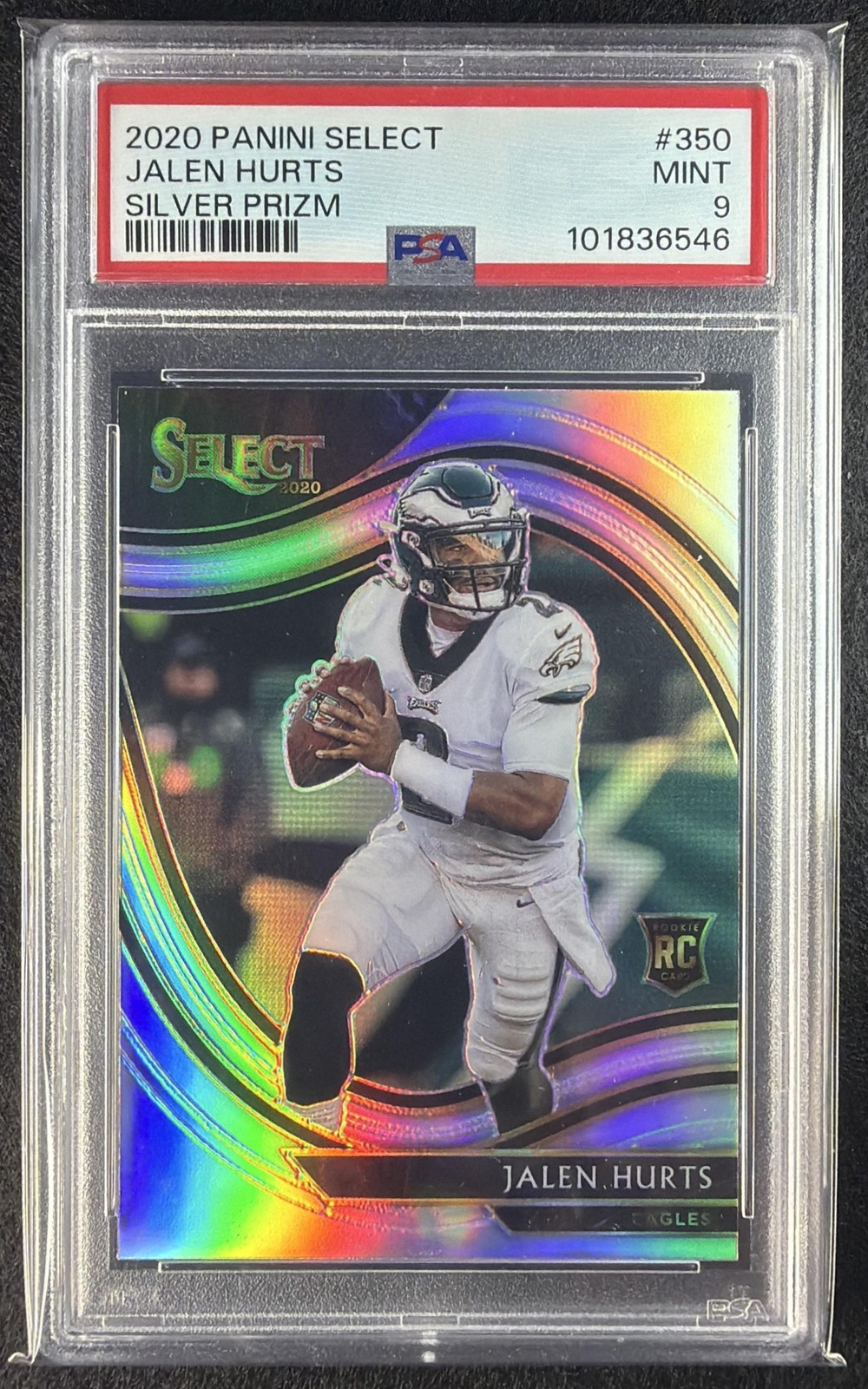 2020 Panini Select Silver Prizm #350 Jalen Hurts Field Level RC Eagles PSA 9