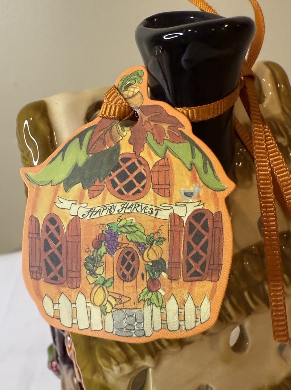 Blue Sky Clayworks Autumn Fall Harvest Kitty Cat Tea Light Candle House NWT