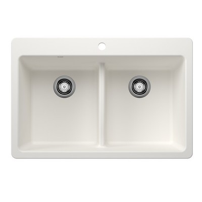 Blanco 443205 SILGRANIT 33'' 50/50 Dual Mount Sink Low Divide White - Box Damage