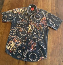 VTG 90s Roper Western Print Button Shirt Mens M USA Native Horse Lone Roo S/S