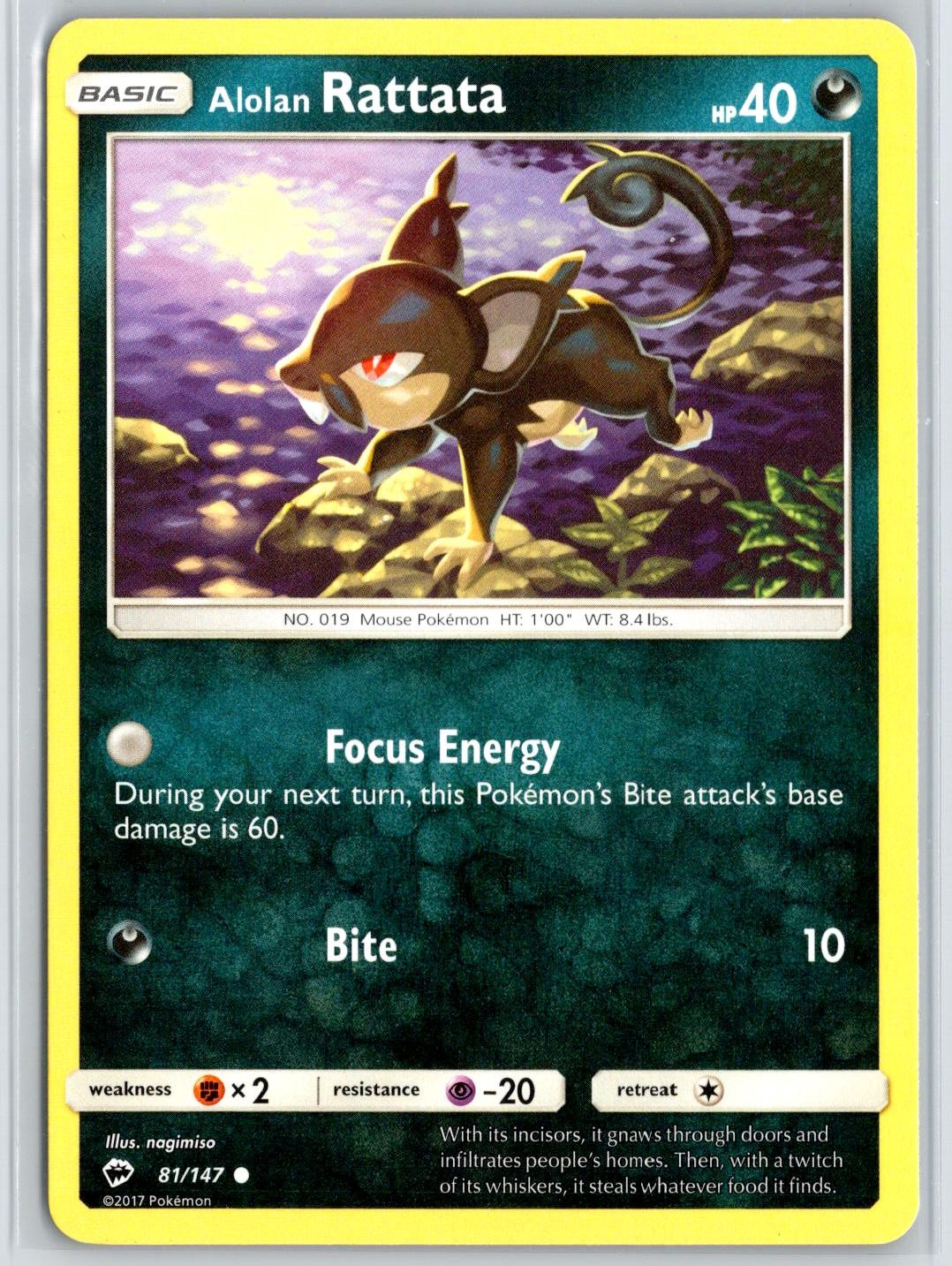 ALOLAN RATTATA 81/147 LIGHTLY PLAYED Burning Shadows