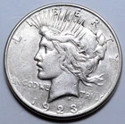 1923-S Peace Dollar Silver US Coin, $1.00, As Pictured, NO RESERVE $