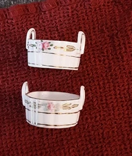 1920's Nippon Floral & Gold Salt Cellar With Double Handles Set Of 2