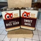 Vintage 1948 Red Owl Spice Tins Whole Dill Seed & Sweet Basil Tins