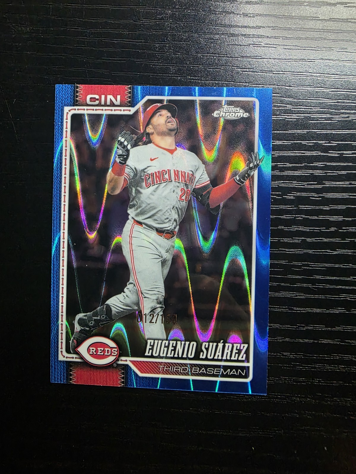 2026 Topps Chrome Baseball Eugenio Suarez #203 Blue Raywave /150