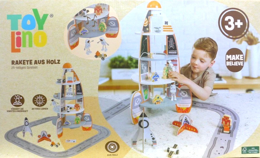 TOYLINO Rakete aus Holz 3+ 25-teiliges Spielset