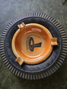 VTG Firestone  Gum Dipped Glass Ashtray Tire Ash Tray CORDATIC