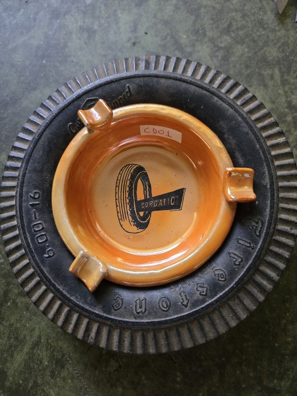 VTG Firestone  Gum Dipped Glass Ashtray Tire Ash Tray CORDATIC