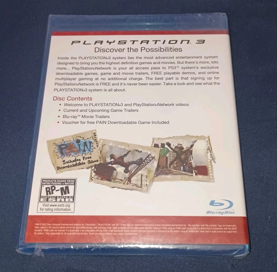 NEW PS3 PlayStation 3 Welcome Blu-Ray Disc w/ Pain Downloadable Game - Image 2 of 2