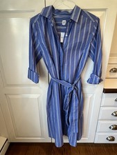 Gap Maternity Blue White Belted Shirt Dress Button Front Womens Size Small P NEW