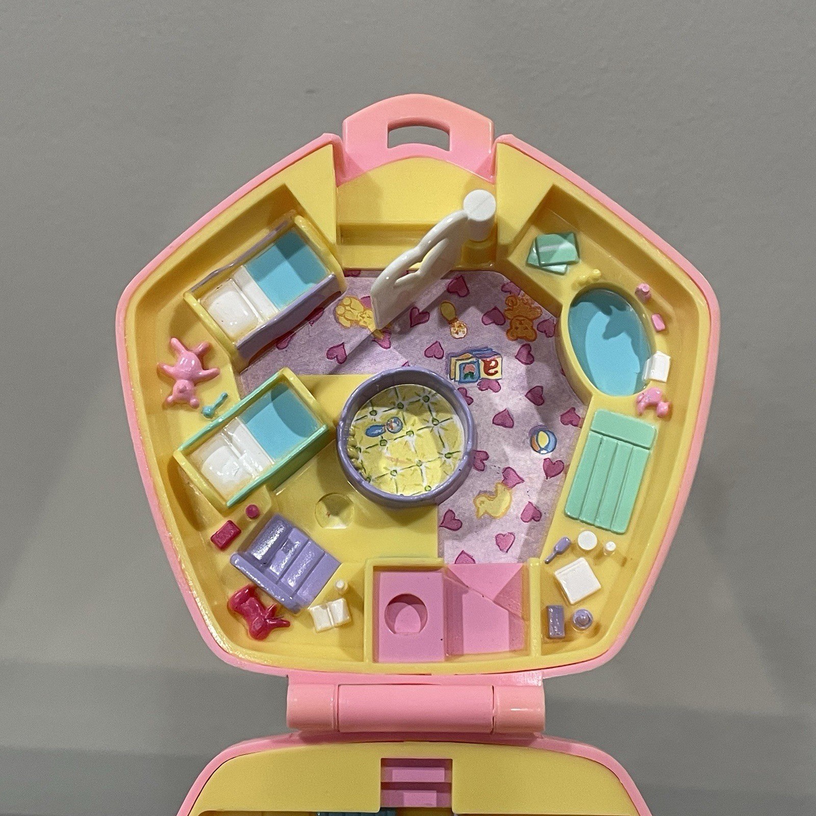 Vintage Polly Pocket Polly In The Nursery 1992 Bluebird Pink Hexagon COMPLETE