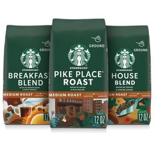 Starbucks Ground Coffee, Medium Roast 12 Ounce Pack of 3 , Variety