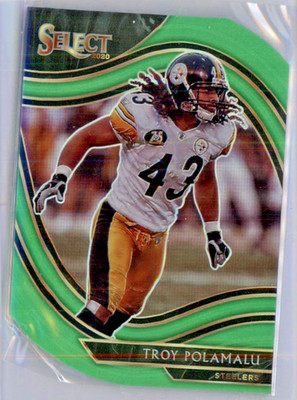 2020 Select Prizm Neon Green Die Cut Troy Polamalu #341 PITTSBURGH STEELERS