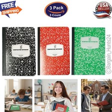 Composition Notebook, Wide Ruled Paper, 9-3/4"x7-1/2", 100 Sheets Pack of 3 