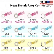 Waterproof Ring Terminals 22-10 AWG Heat Shrink Wire Crimp Connectors Kit US