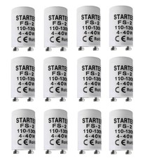 FS-2 Fluorescent Starter 4-40W T8 Preheat Lamp Starter, 12 White
