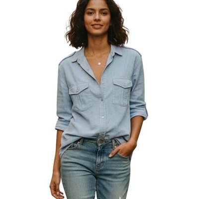 IRO RAQUEL Button up Shirt Blue Cotton Long Sleeve Size 1