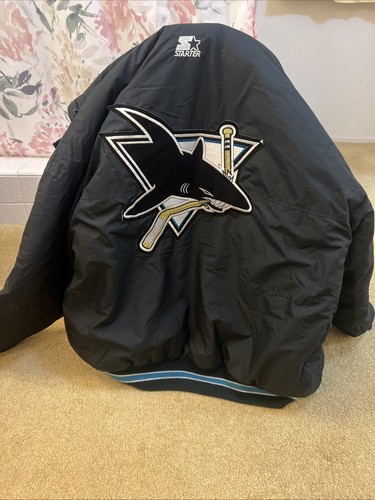 Vintage 90s San Jose Sharks Hooded Parka Jacket by Starter Size XL - Picture 5 of 5