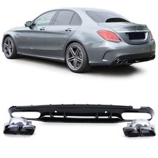 Sport Heckdiffusor mit Endrohren Schwarz für Mercedes C Klasse W205 S205 2018-21 Sport Heckdiffusor mit Endrohren Schwarz für Mercedes C Klasse W205 S205 2018-21