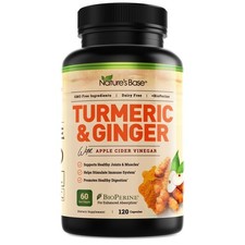 Nature's Base Turmeric and Ginger Supplement - with Curcumin Apple Cider Vine...