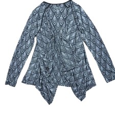 prAna Womens Small Gray Open Front Cardigan Sweater Asymmetrical Hem Boho Yoga