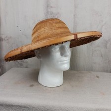 Vintage Asian Bamboo Wicker Straw Hat