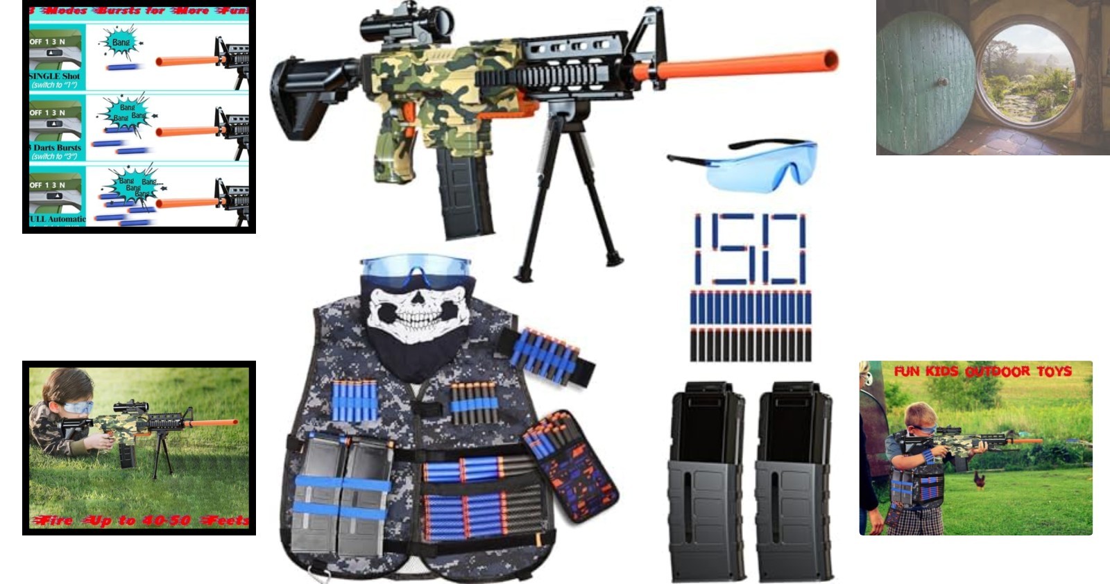 Realistic Automatic Sniper Rifle for Kids, Tactical Vest & 150 Soft Bullets