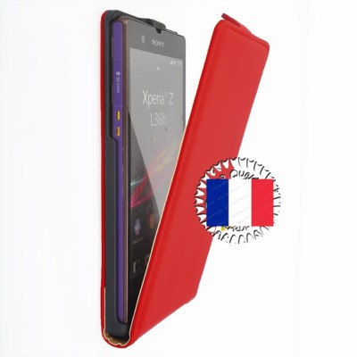 Étui Flip Rouge Pour Sony Xperia M2 - Cuir Synthétique, Aimant, Design Slim